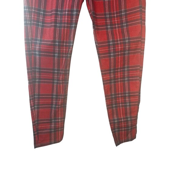 ZARA Red & Black Plaid Men Size 32 Slim Fit Trousers With Pockets - Picture 7 of 12